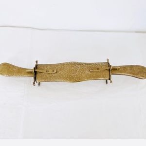 Vintage India Chased Carving 2 Piece Set Hand Etched Brass Decorative